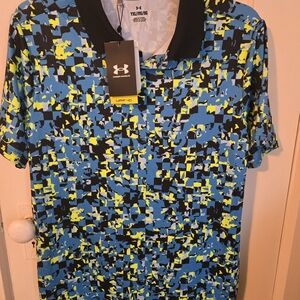 Under‎ Armour Men's Blue and Yellow Graphic Polo